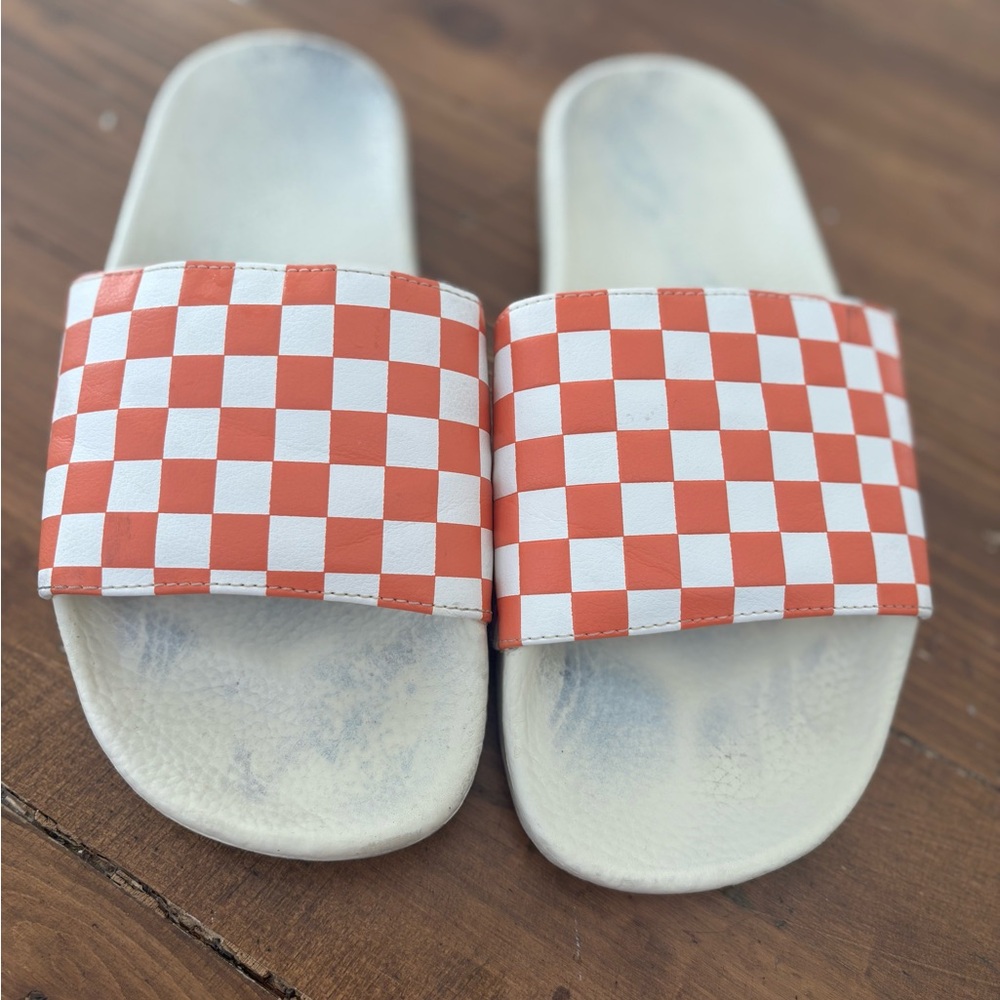 Vans Orange and White Slide Sandals